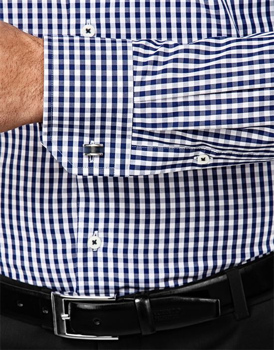 Shirt, slim-fit, checked with contrasting trim - non-iron