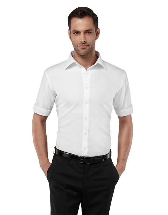 Shirt, short sleeves, slim-fit, uni - non-iron