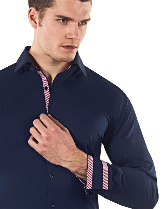 Shirt, body-fit (stretch, specially cut to emphasize the outline), uni - easy iron