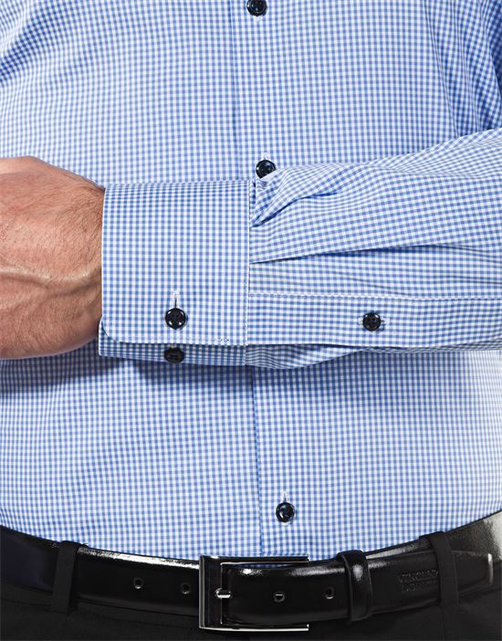 Shirt, body-fit (stretch, specially cut to emphasize the outline), checked - easy iron