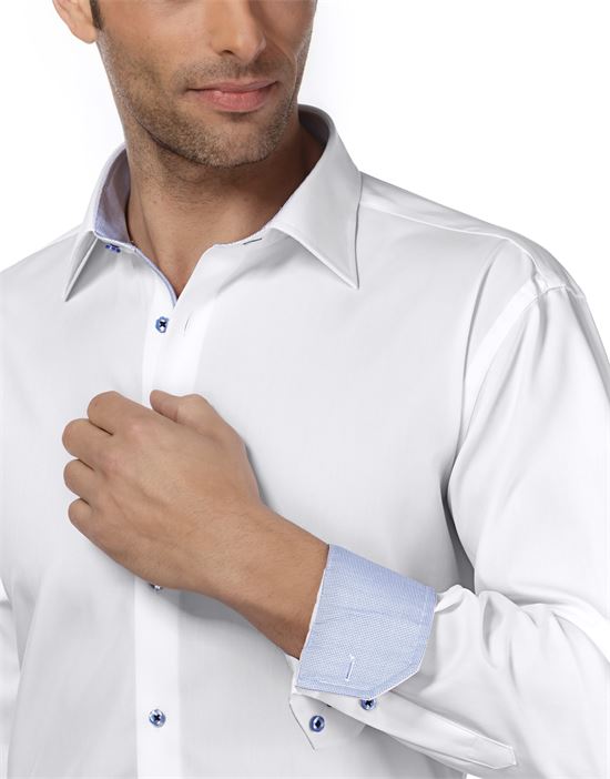 Hemd, regular-fit, uni, mit Kontrasteinlage - bügelfrei
