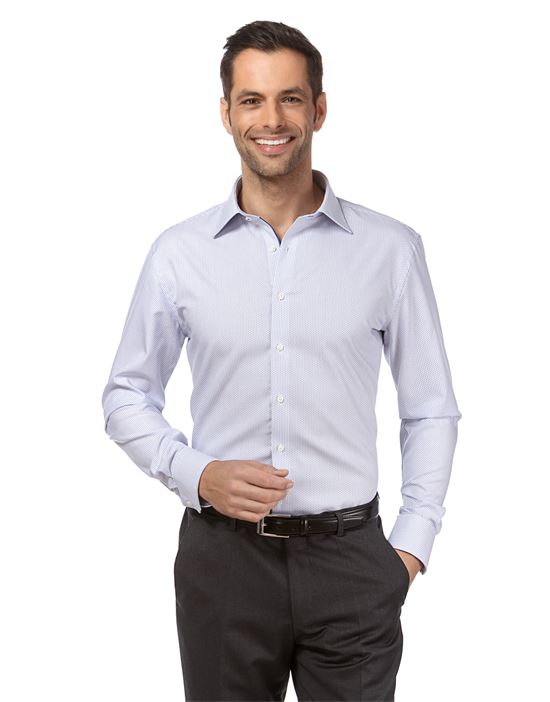 Shirt, regular-fit, patterned, with contrasting trim - non-iron