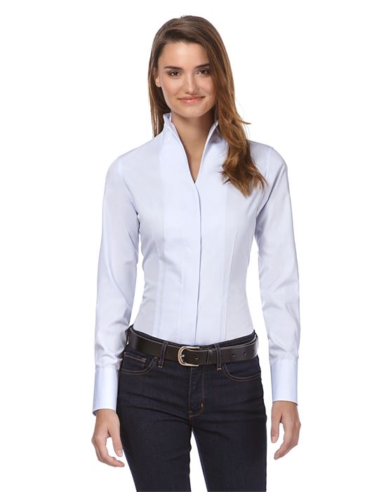 Blouse, modern-fit, cup-shaped collar, uni - easy iron