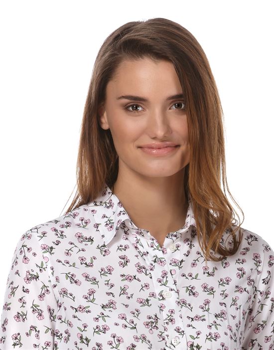 blouse, straight cut with shirt collar