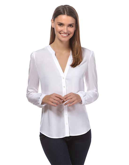 blouse, straight cut with tunic neckline