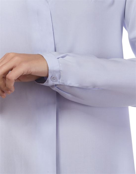 blouse, straight cut, round neck , hidden button placket