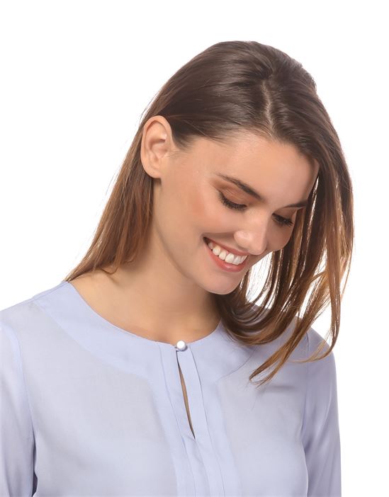 blouse, straight cut, round neck