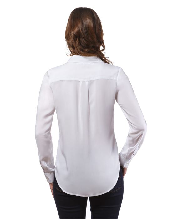 Blouse, straight cut with shirt collar , chest pockets