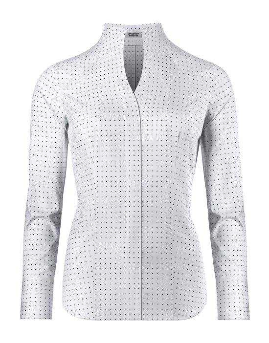 Blouse, modern-fit / slightly fitted , cup-shaped collar, dotted - easy-iron