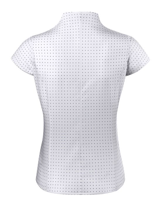Blouse, modern-fit / slightly fitted, cup-shaped collar, short sleeves, dotted - easy-iron