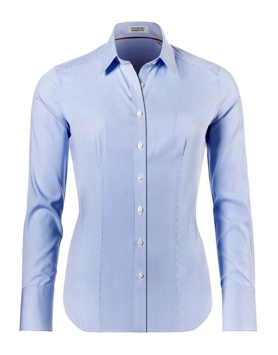 Blouse, modern-fit / slightly fitted, shirt collar , striped - easy-iron