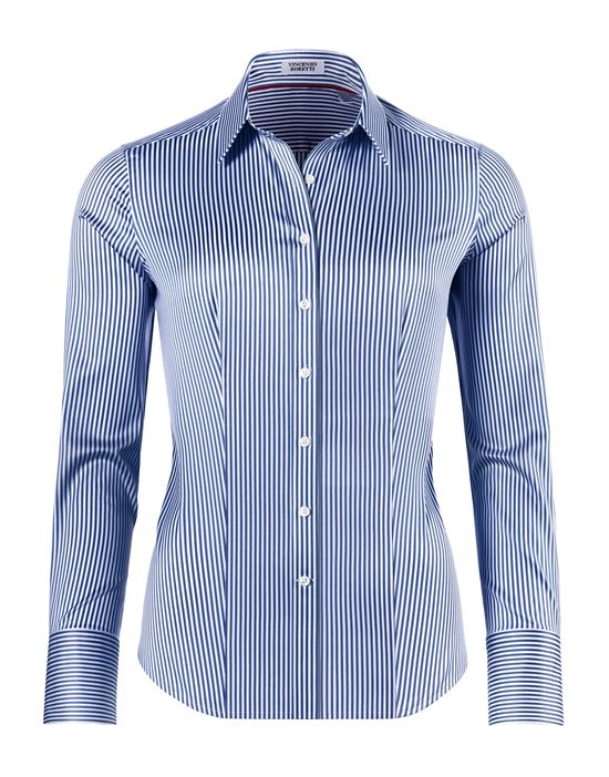 Bluse, modern-fit / leicht tailliert, Hemdkragen , gestreift - bügelleicht