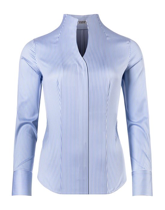 Blouse, modern-fit / slightly fitted , cup-shaped collar, striped - easy-iron