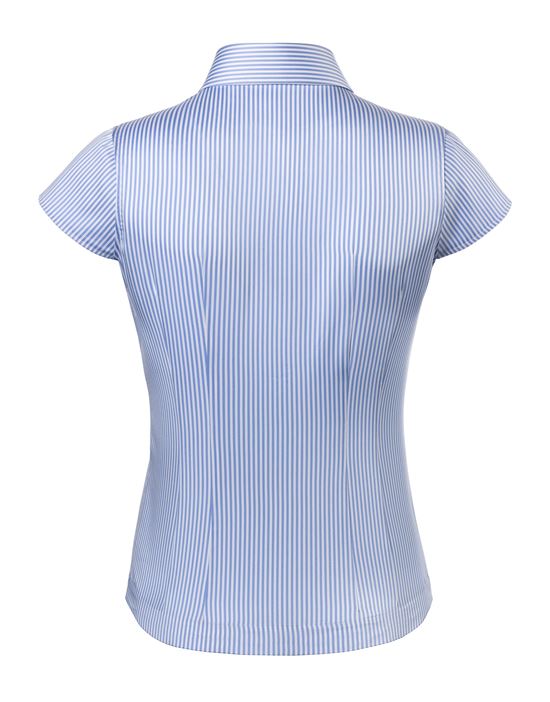 Blouse, modern-fit / slightly fitted, shirt collar , short sleeves, striped - easy-iron