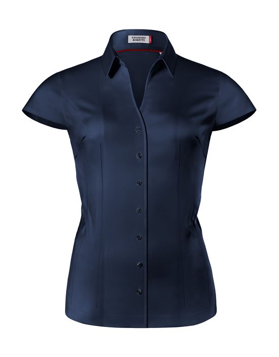 Blouse, modern-fit / slightly fitted, shirt collar , soft twill, short sleeves - easy-iron