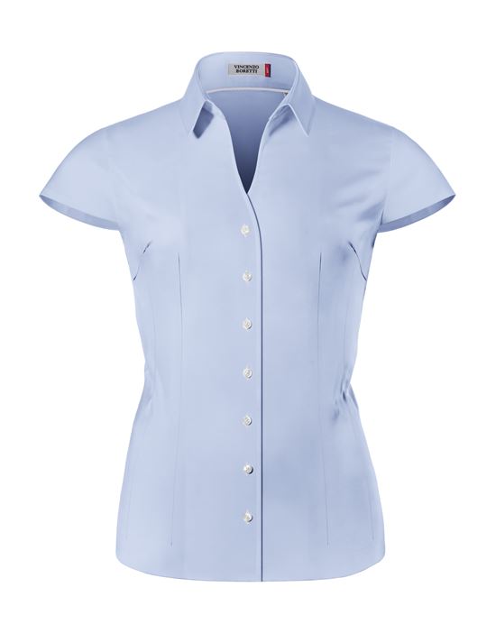 Blouse, modern-fit / slightly fitted, shirt collar , soft twill, short sleeves - easy-iron