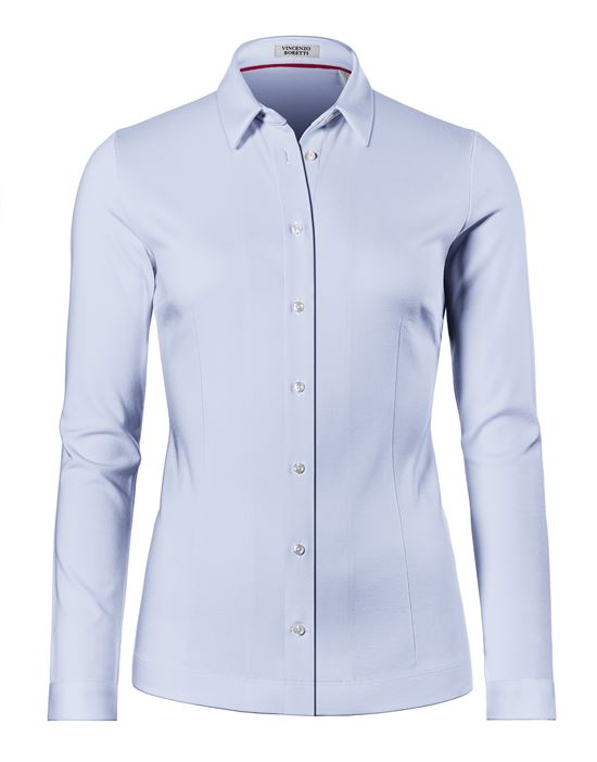 Bluse, modern-fit / leicht tailliert, Hemdkragen , Jersey - bügelleicht