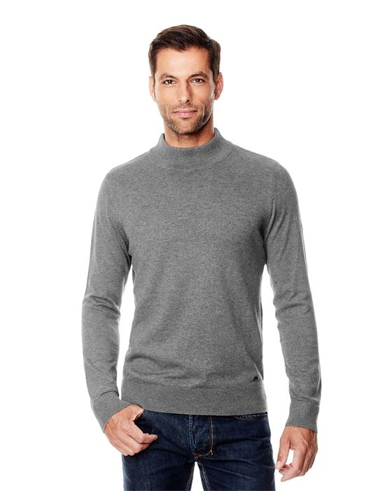 Pullover mit geripptem Stehkragen , tailliert/slim-fit