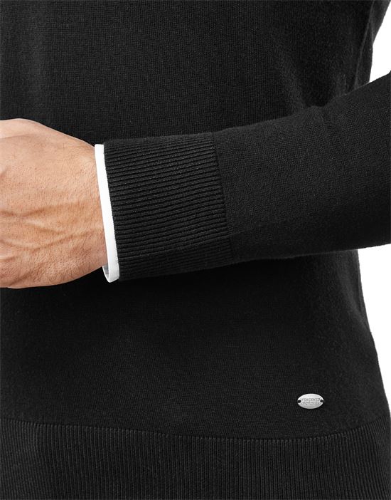 Pullover - klassischer Strickpullover mit V-Ausschnitt, taillierte Passform