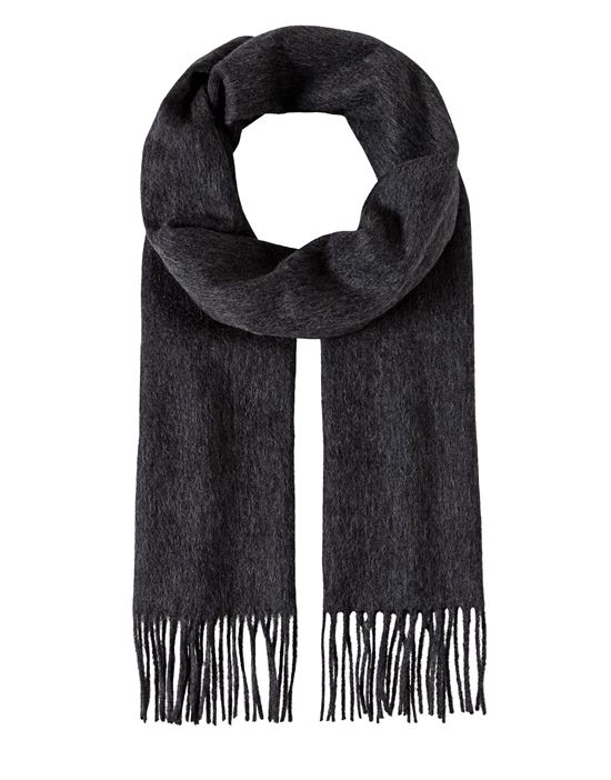 Scarf, classic - made of virgin wool & cashmere - uni - fringed