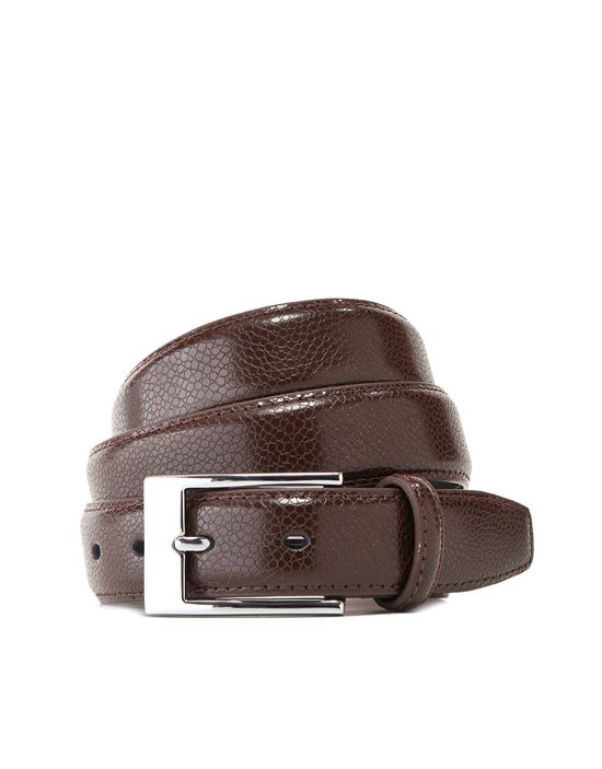 Men's leather belt with silver pin buckle , snake skin pattern