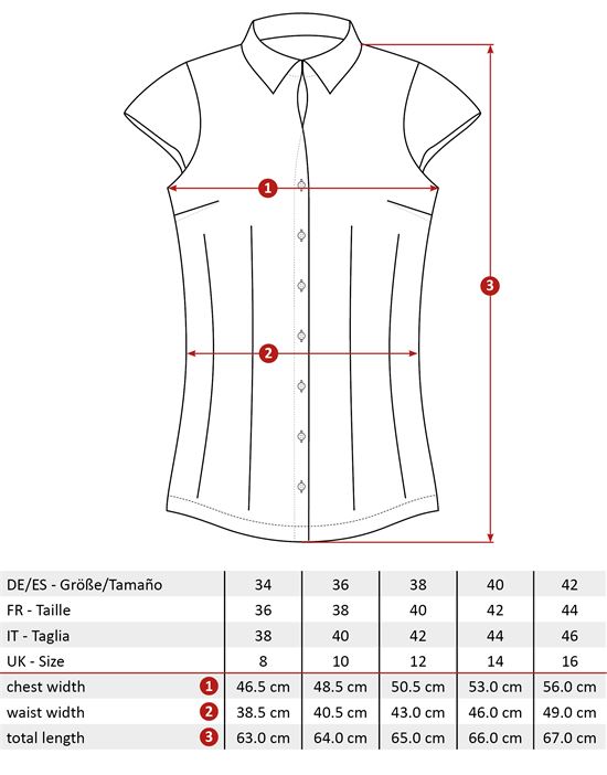 Bluse, modern-fit / leicht tailliert, Hemdkragen , Kurzarm -bügelleicht