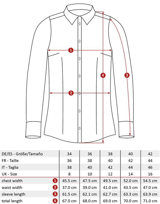 Blouse, modern-fit / slightly fitted, shirt collar , jersey - easy-iron