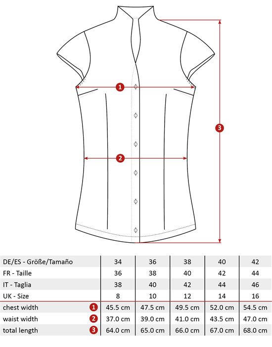 Blouse, modern-fit / slightly fitted, cup-shaped collar, jersey, short sleeves - easy-iron