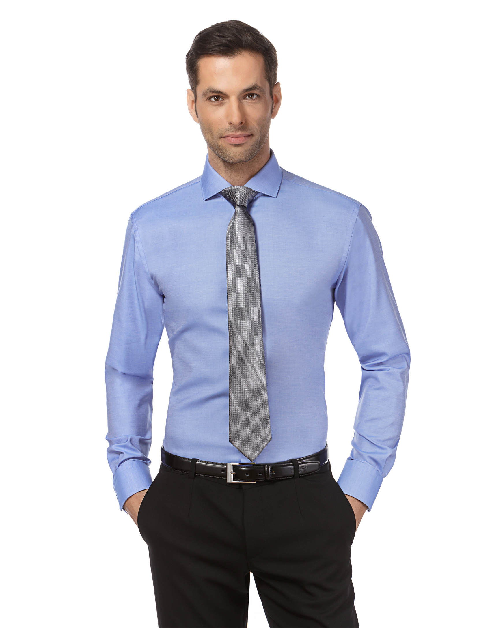 Vincenzo Boretti Herren-Hemd Body-Fit Männer lang-arm Hemden für Anzug Krawatte Business Hochzeit Freizeit besonders Slim-fit tailliert Uni-Farben bügelleicht